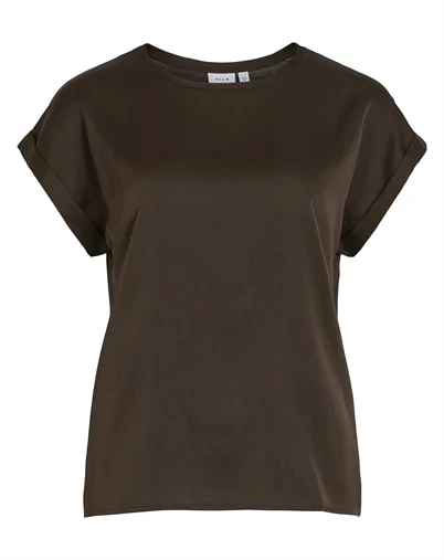 Vila - VIEllette Satin Bluse - Coffee Bean